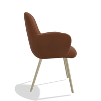 Sedia da pranzo Mancini 6538 in Pelle B912 (ruggine), gambe in champagne, vista laterale