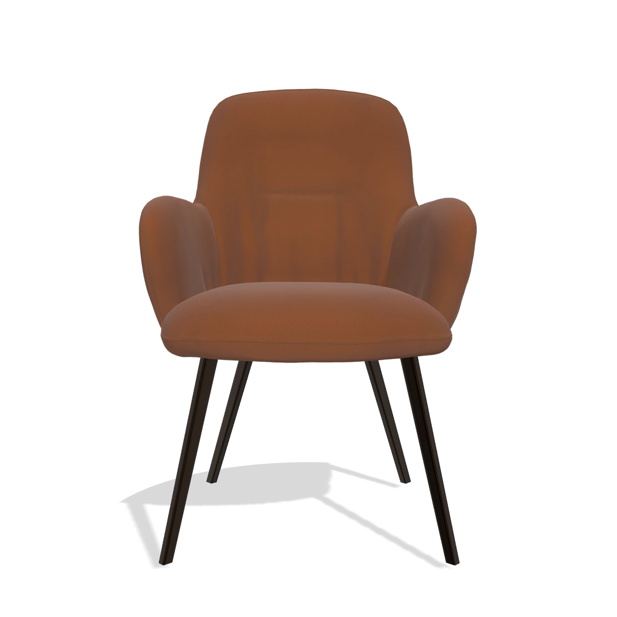 Sedia da pranzo Mancini 6538 in Pelle B912 (ruggine), gambe in espresso, vista frontale