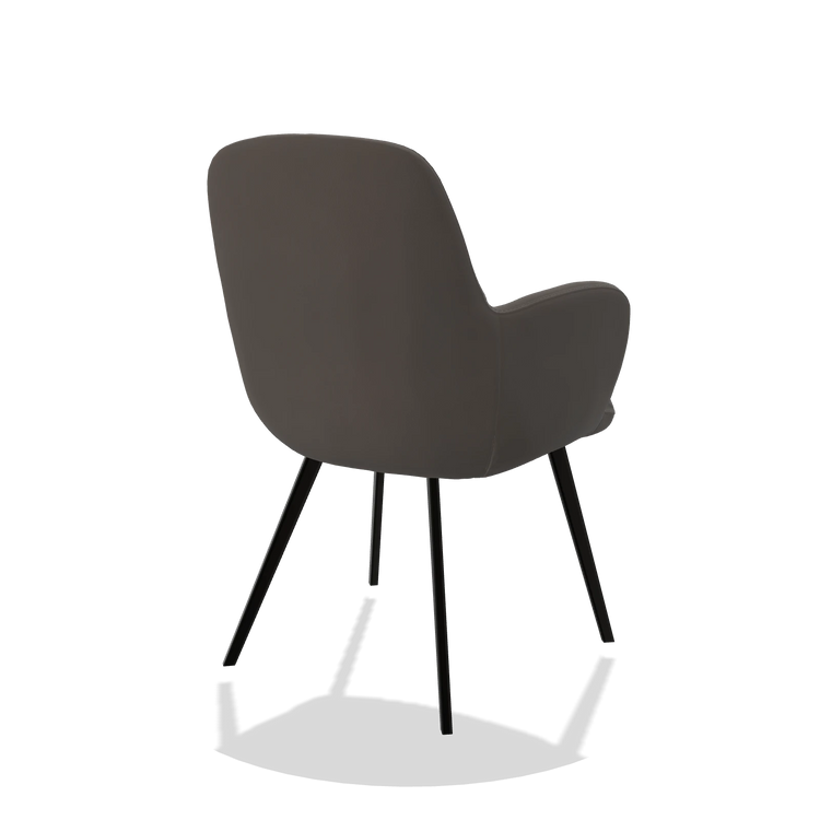 Esszimmerstuhl Mancini 6538 in Leder B918 (Dunkelgrau), Beine in Schwarz, Schrägansicht von hinten