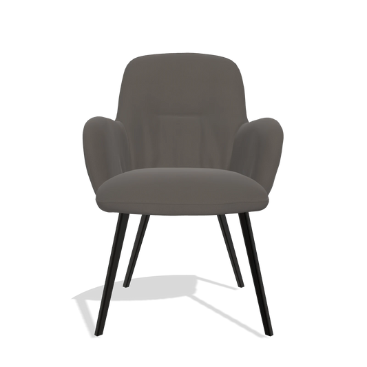 Chaise de salle à manger Mancini 6538 en Cuir B918 (gris foncé), pieds en noir, vue de face