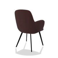 Sedia da pranzo Mancini 6538 in Pelle B938 (cioccolato), gambe in nero, vista posteriore angolata