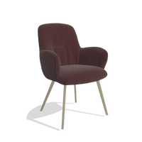 Sedia da pranzo Mancini 6538 in Pelle B938 (cioccolato), gambe in champagne, vista angolata
