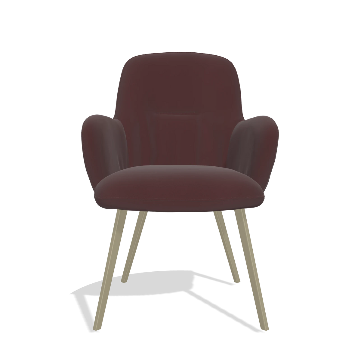 Sedia da pranzo Mancini 6538 in Pelle B938 (cioccolato), gambe in champagne, vista frontale