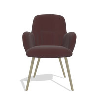 Sedia da pranzo Mancini 6538 in Pelle B938 (cioccolato), gambe in champagne, vista frontale
