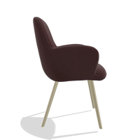 Sedia da pranzo Mancini 6538 in Pelle B938 (cioccolato), gambe in champagne, vista laterale