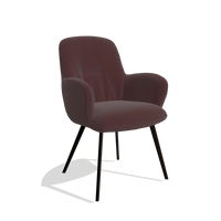 Sedia da pranzo Mancini 6538 in Pelle B938 (cioccolato), gambe in espresso, vista angolata