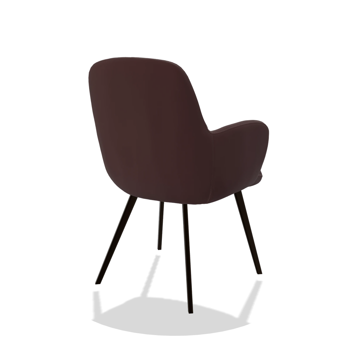 Sedia da pranzo Mancini 6538 in Pelle B938 (cioccolato), gambe in espresso, vista posteriore angolata