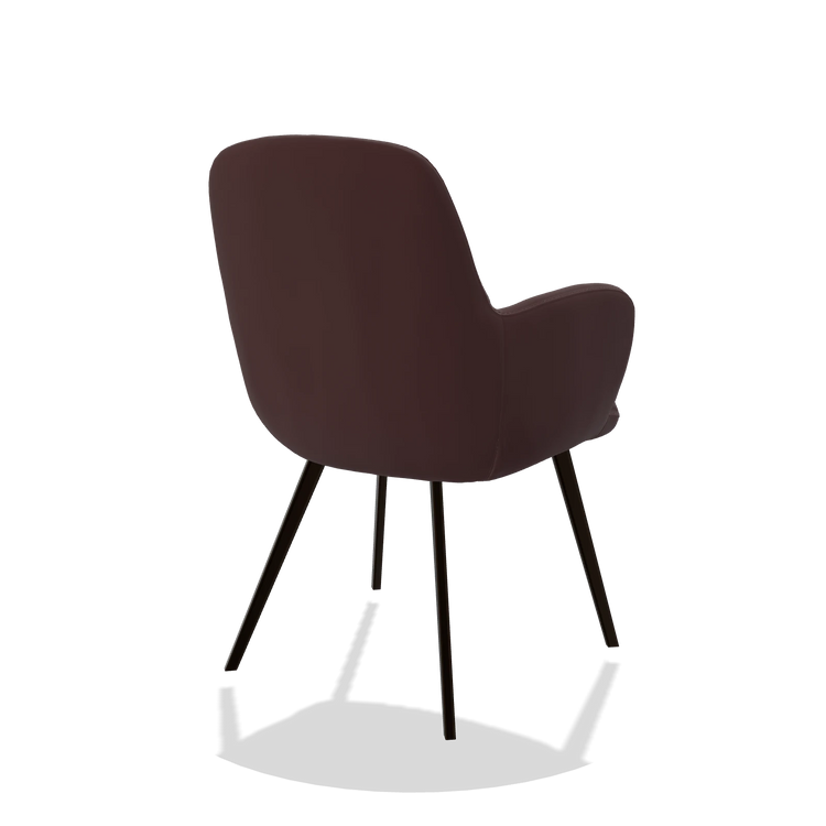 Sedia da pranzo Mancini 6538 in Pelle B938 (cioccolato), gambe in espresso, vista posteriore angolata