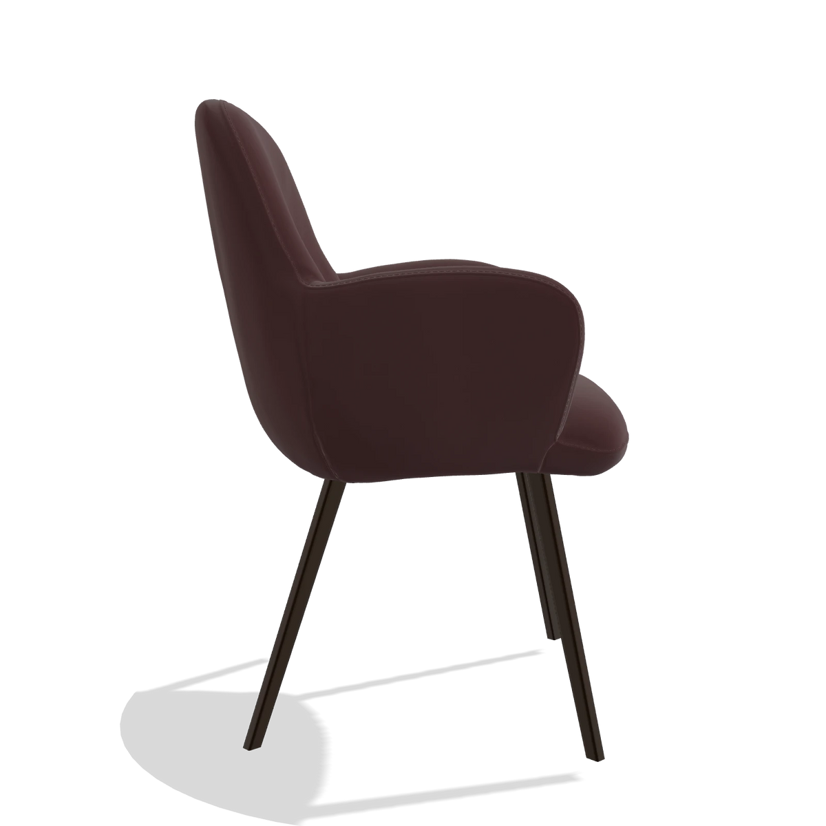 Sedia da pranzo Mancini 6538 in Pelle B938 (cioccolato), gambe in espresso, vista laterale