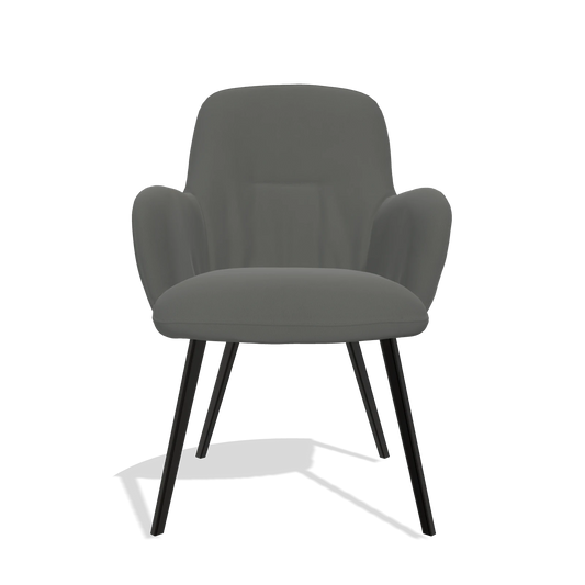 Chaise de salle à manger Mancini 6538 en Cuir B945 (gris foncé), pieds en noir, vue de face