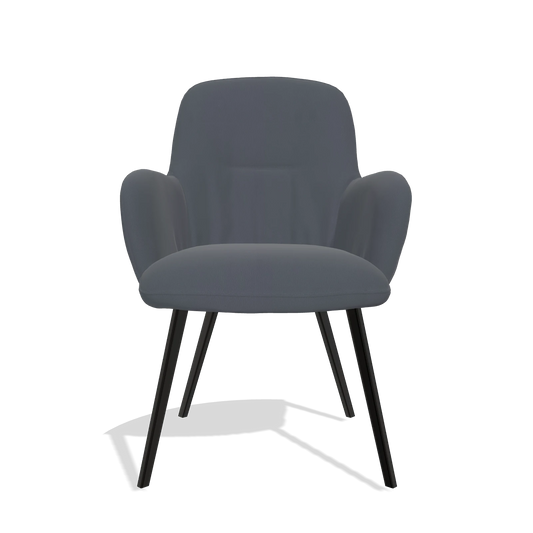 Chaise de salle à manger Mancini 6538 en Cuir B961 (gris foncé), pieds en noir, vue de face