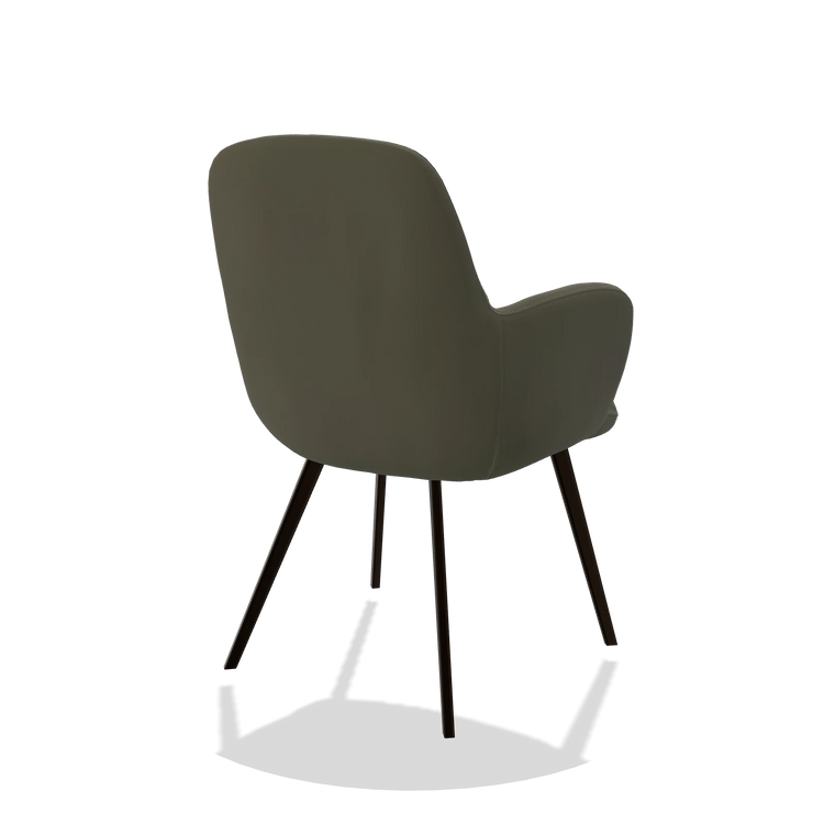Esszimmerstuhl Mancini 6538 in Leder B962 (Dunkelgrau), Beine in Espresso, Schrägansicht von hinten