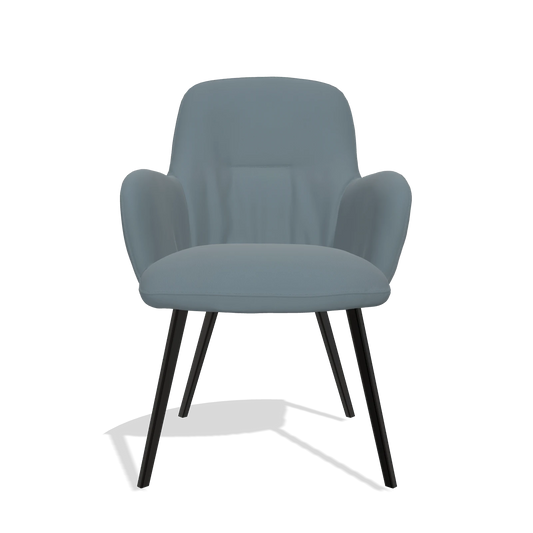 Chaise de salle à manger Mancini 6538 en Cuir B963 (gris), pieds en noir, vue de face