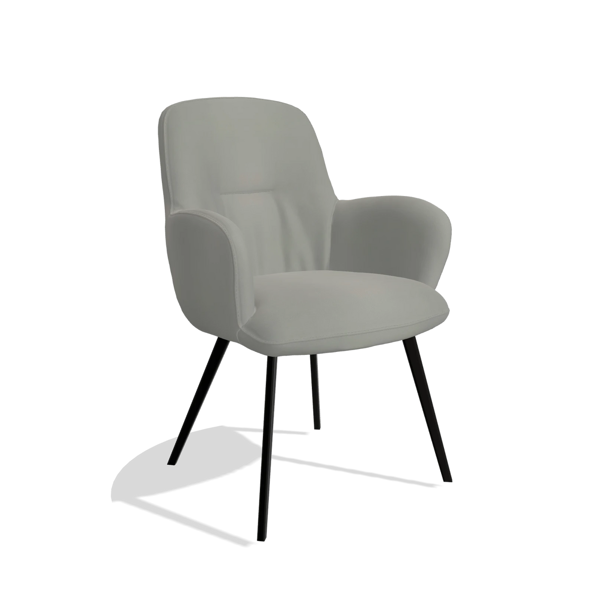 Sedia da pranzo Mancini 6538 in Pelle B967 (greige), gambe in nero, vista angolata