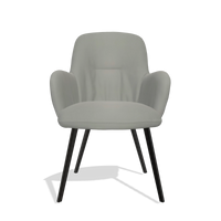 Sedia da pranzo Mancini 6538 in Pelle B967 (greige), gambe in nero, vista frontale