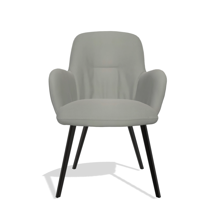 Sedia da pranzo Mancini 6538 in Pelle B967 (greige), gambe in nero, vista frontale