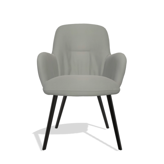 Chaise de salle à manger Mancini 6538 en Cuir B967 (grège), pieds en noir, vue de face