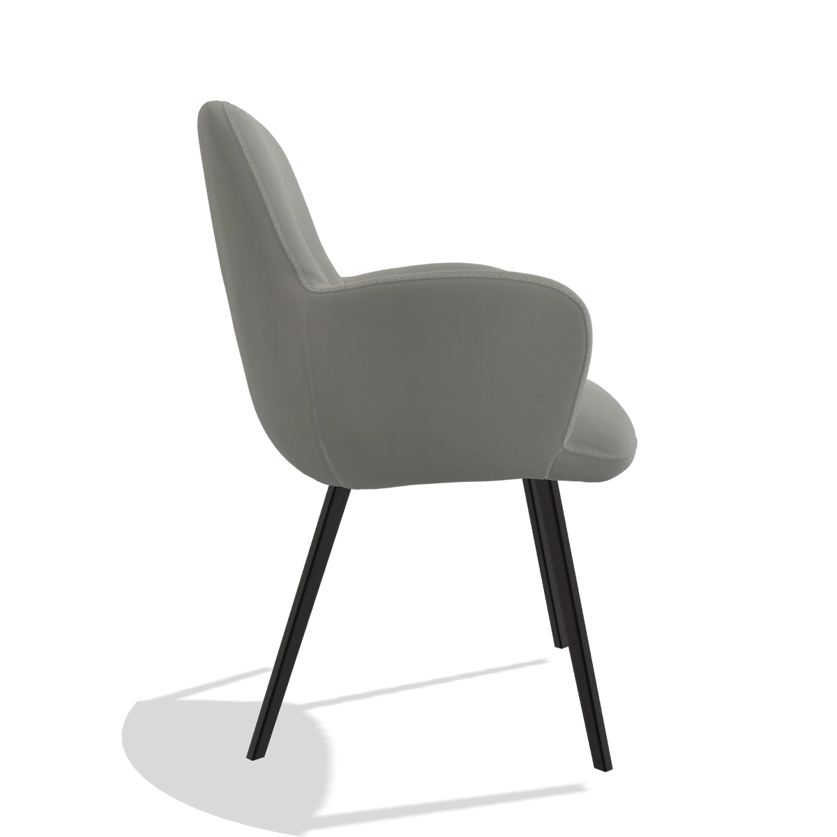 Sedia da pranzo Mancini 6538 in Pelle B967 (greige), gambe in nero, vista laterale