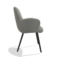 Sedia da pranzo Mancini 6538 in Pelle B967 (greige), gambe in nero, vista laterale