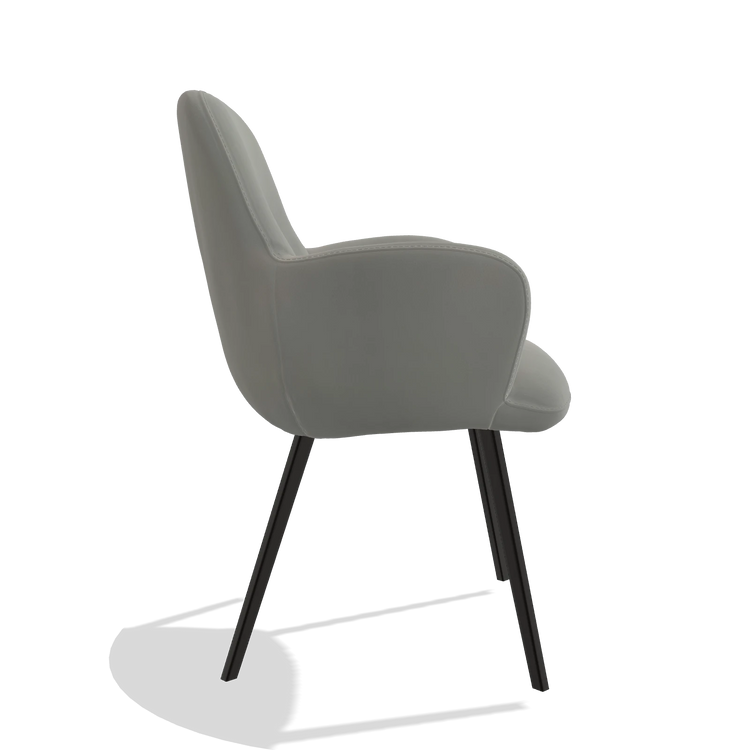 Sedia da pranzo Mancini 6538 in Pelle B967 (greige), gambe in nero, vista laterale