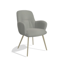Sedia da pranzo Mancini 6538 in Pelle B967 (greige), gambe in champagne, vista angolata