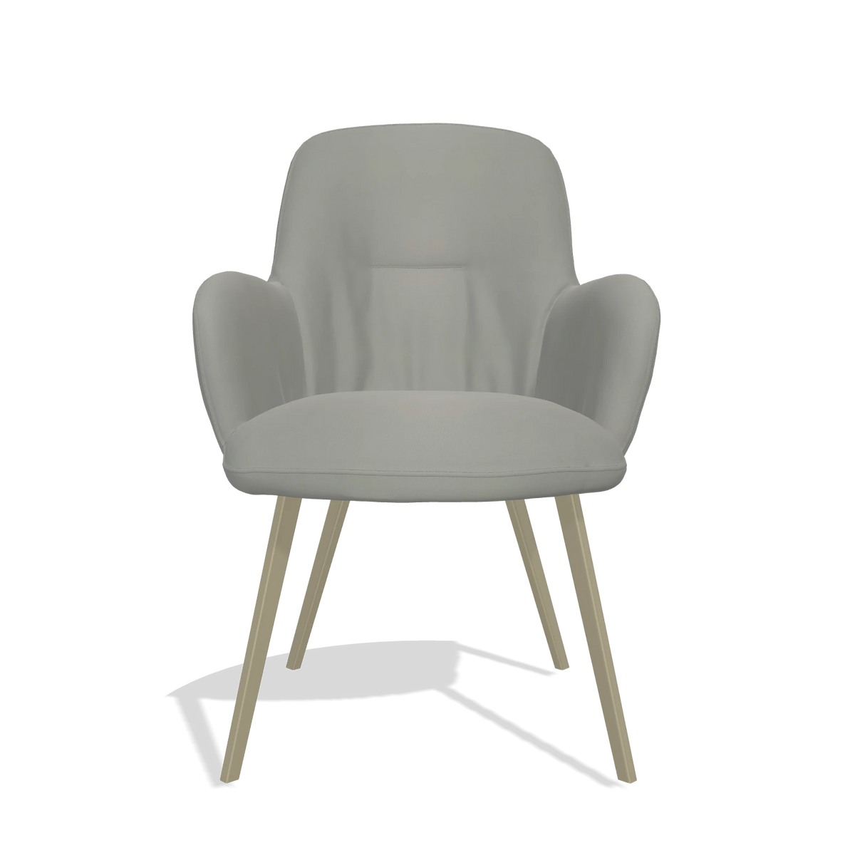 Sedia da pranzo Mancini 6538 in Pelle B967 (greige), gambe in champagne, vista frontale