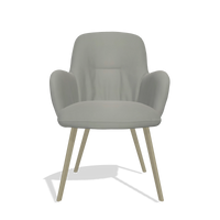 Sedia da pranzo Mancini 6538 in Pelle B967 (greige), gambe in champagne, vista frontale