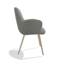 Sedia da pranzo Mancini 6538 in Pelle B967 (greige), gambe in champagne, vista laterale