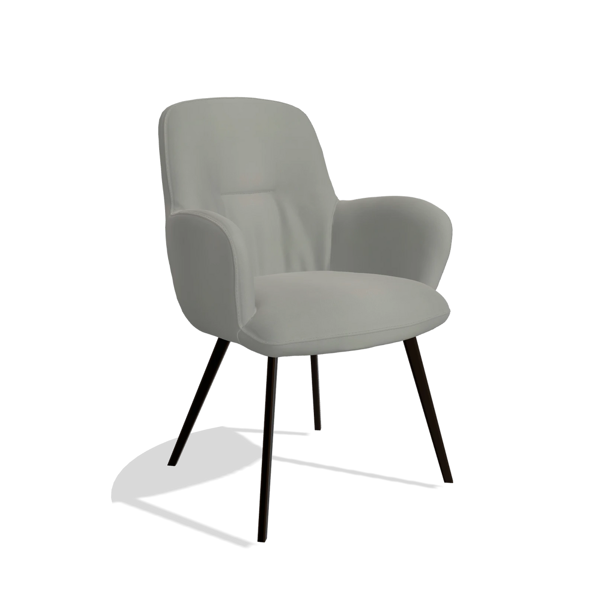 Sedia da pranzo Mancini 6538 in Pelle B967 (greige), gambe in espresso, vista angolata