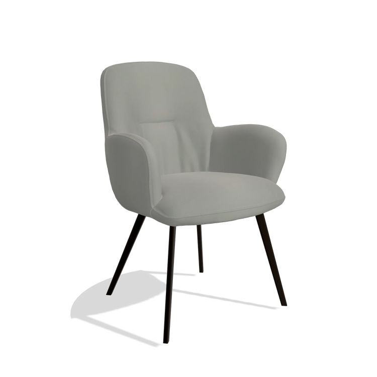 Sedia da pranzo Mancini 6538 in Pelle B967 (greige), gambe in espresso, vista angolata