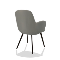 Sedia da pranzo Mancini 6538 in Pelle B967 (greige), gambe in espresso, vista posteriore angolata