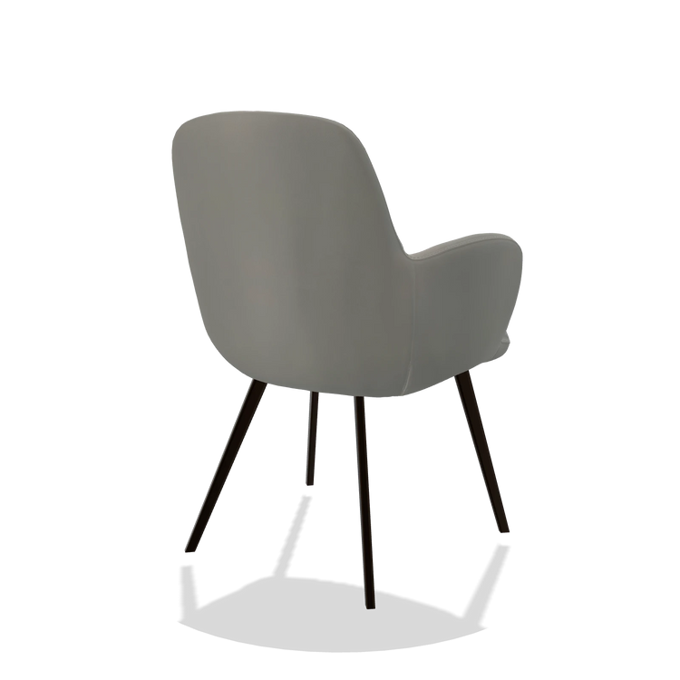 Sedia da pranzo Mancini 6538 in Pelle B967 (greige), gambe in espresso, vista posteriore angolata
