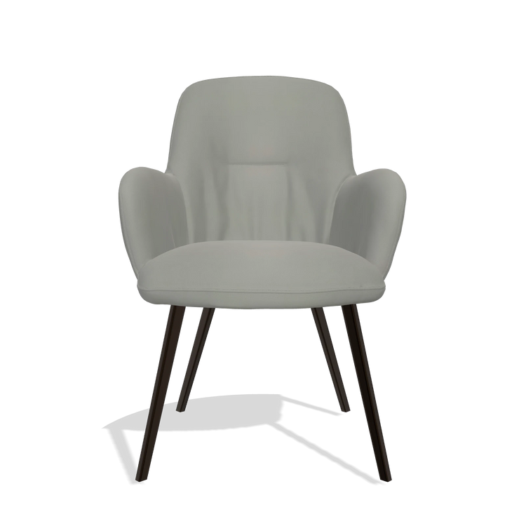 Sedia da pranzo Mancini 6538 in Pelle B967 (greige), gambe in espresso, vista frontale