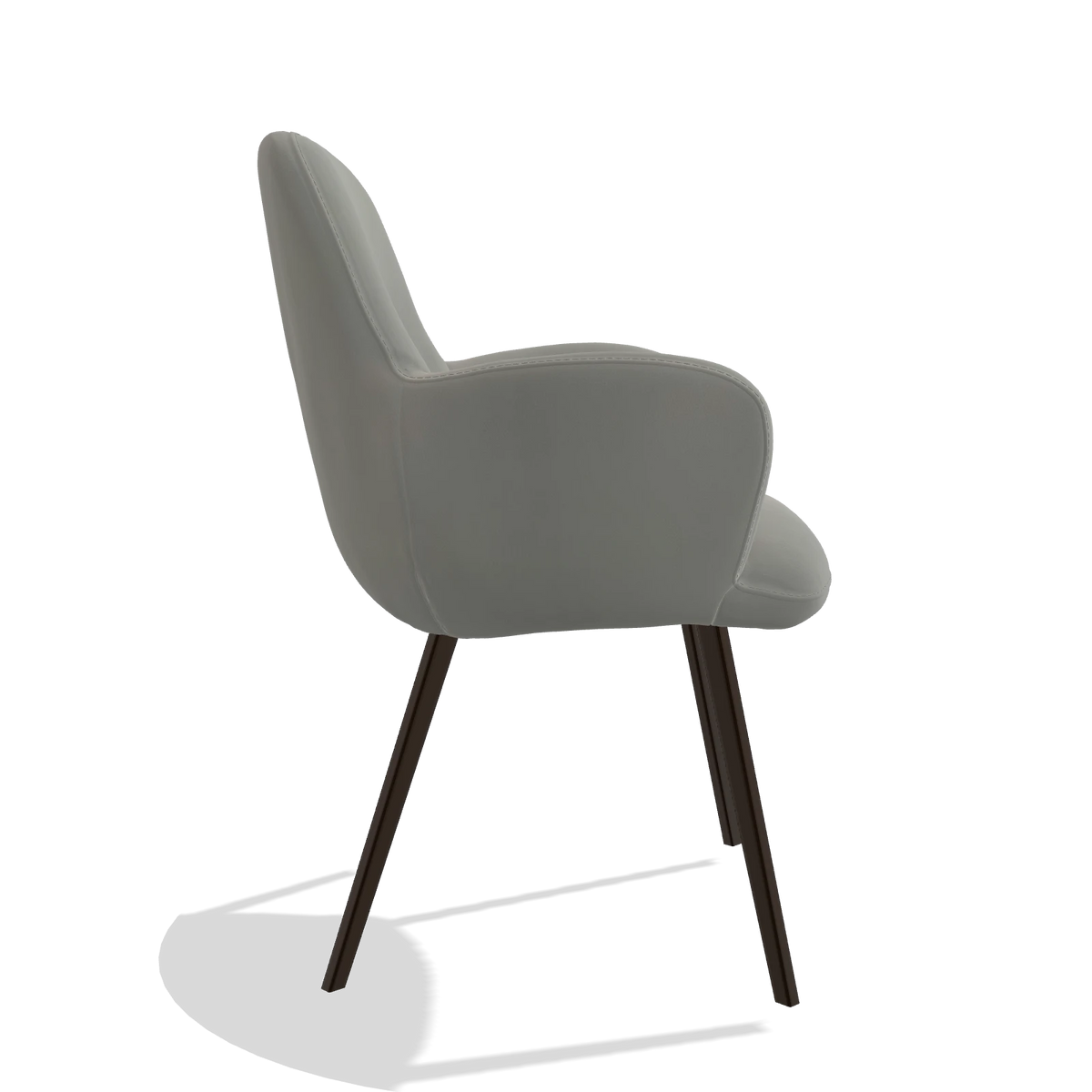 Sedia da pranzo Mancini 6538 in Pelle B967 (greige), gambe in espresso, vista laterale