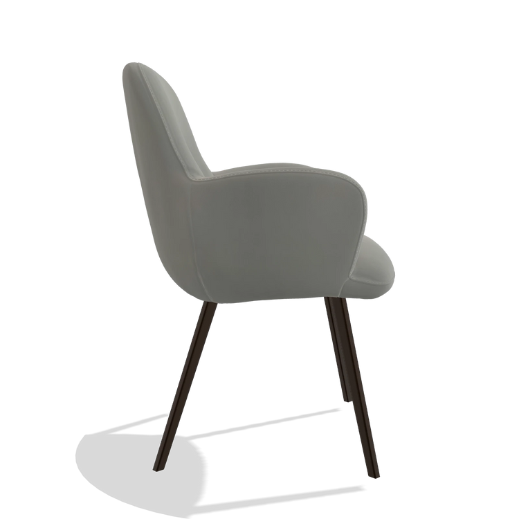 Sedia da pranzo Mancini 6538 in Pelle B967 (greige), gambe in espresso, vista laterale
