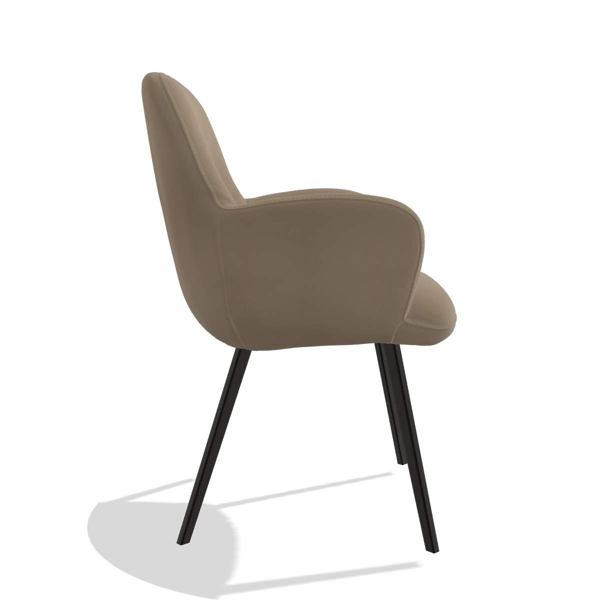 Eetkamerstoel Mancini 6538 in Leder B968 (taupe), poten in zwart, zijaanzicht