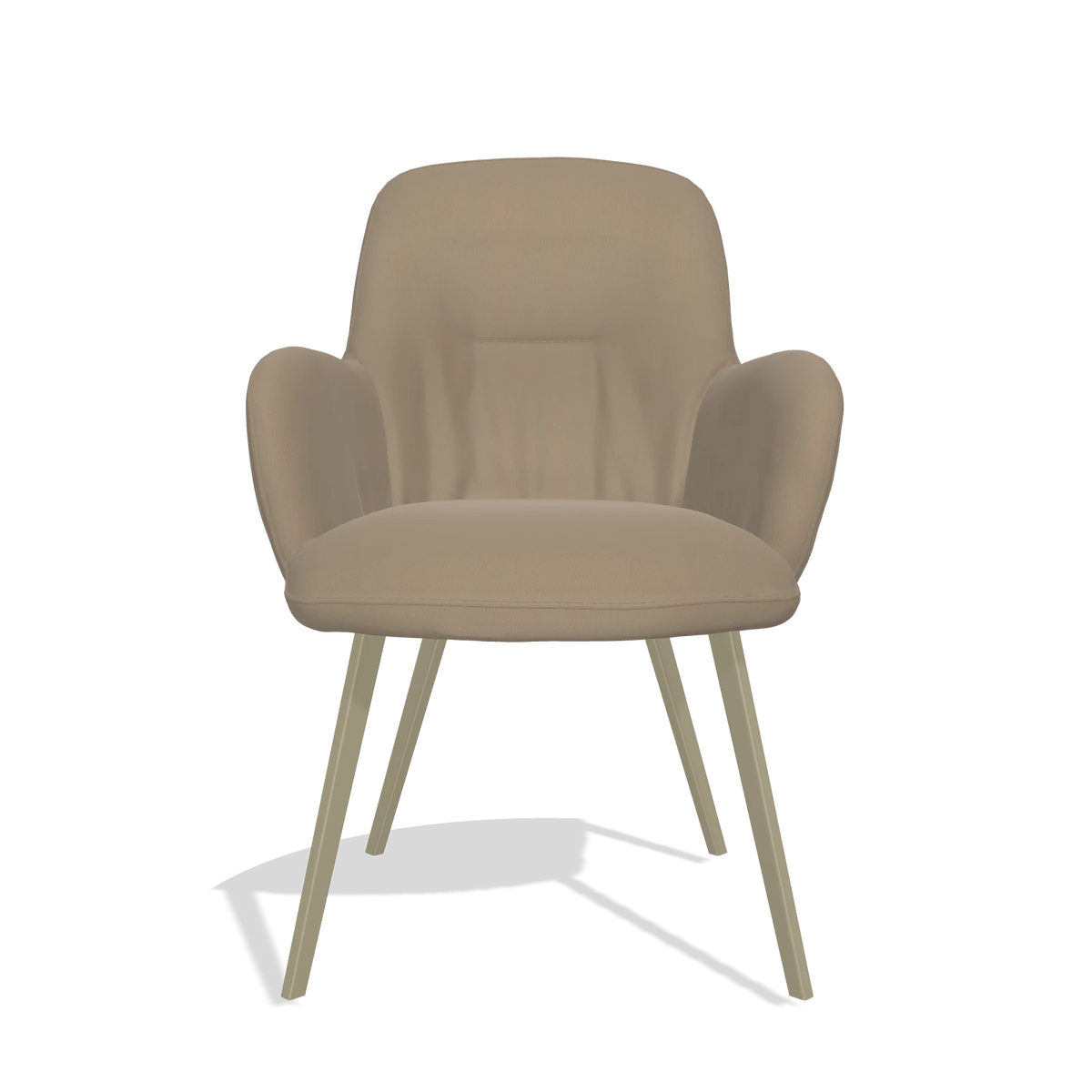Eetkamerstoel Mancini 6538 in Leder B968 (taupe), poten in champagne, vooraanzicht