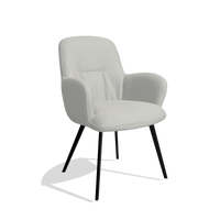 Chaise de salle à manger Mancini 6538 en Cuir B970 (gris clair), pieds en noir, vue de trois-quarts