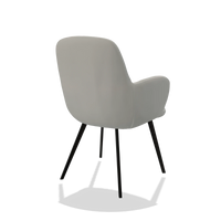 Chaise de salle à manger Mancini 6538 en Cuir B970 (gris clair), pieds en noir, vue de trois-quarts arrière