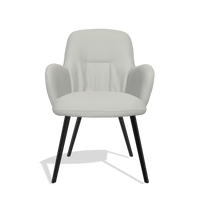 Chaise de salle à manger Mancini 6538 en Cuir B970 (gris clair), pieds en noir, vue de face