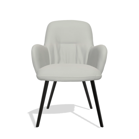 Chaise de salle à manger Mancini 6538 en Cuir B970 (gris clair), pieds en noir, vue de face