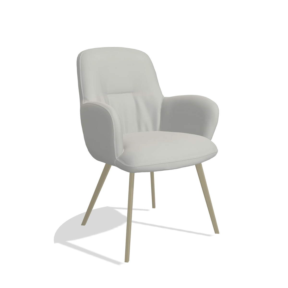 Chaise de salle à manger Mancini 6538 en Cuir B970 (gris clair), pieds en champagne, vue de trois-quarts