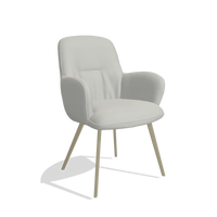 Chaise de salle à manger Mancini 6538 en Cuir B970 (gris clair), pieds en champagne, vue de trois-quarts