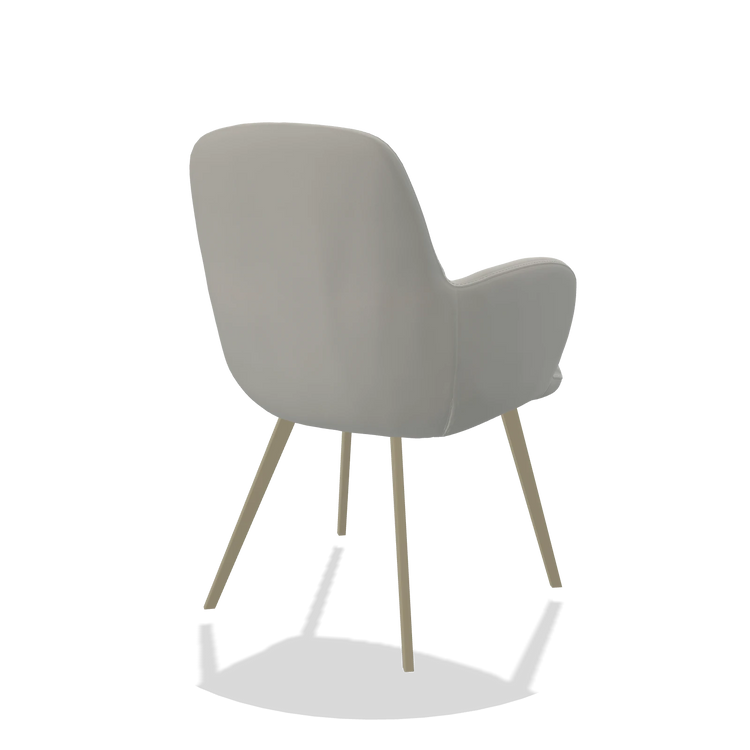 Chaise de salle à manger Mancini 6538 en Cuir B970 (gris clair), pieds en champagne, vue de trois-quarts arrière