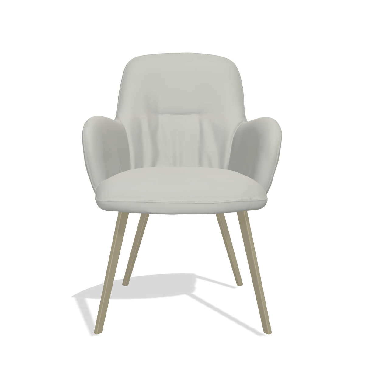 Chaise de salle à manger Mancini 6538 en Cuir B970 (gris clair), pieds en champagne, vue de face