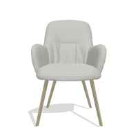 Chaise de salle à manger Mancini 6538 en Cuir B970 (gris clair), pieds en champagne, vue de face
