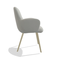 Chaise de salle à manger Mancini 6538 en Cuir B970 (gris clair), pieds en champagne, vue de profil
