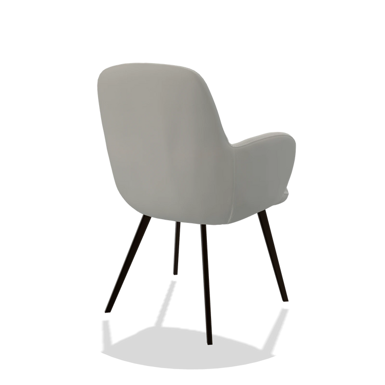 Chaise de salle à manger Mancini 6538 en Cuir B970 (gris clair), pieds en espresso, vue de trois-quarts arrière