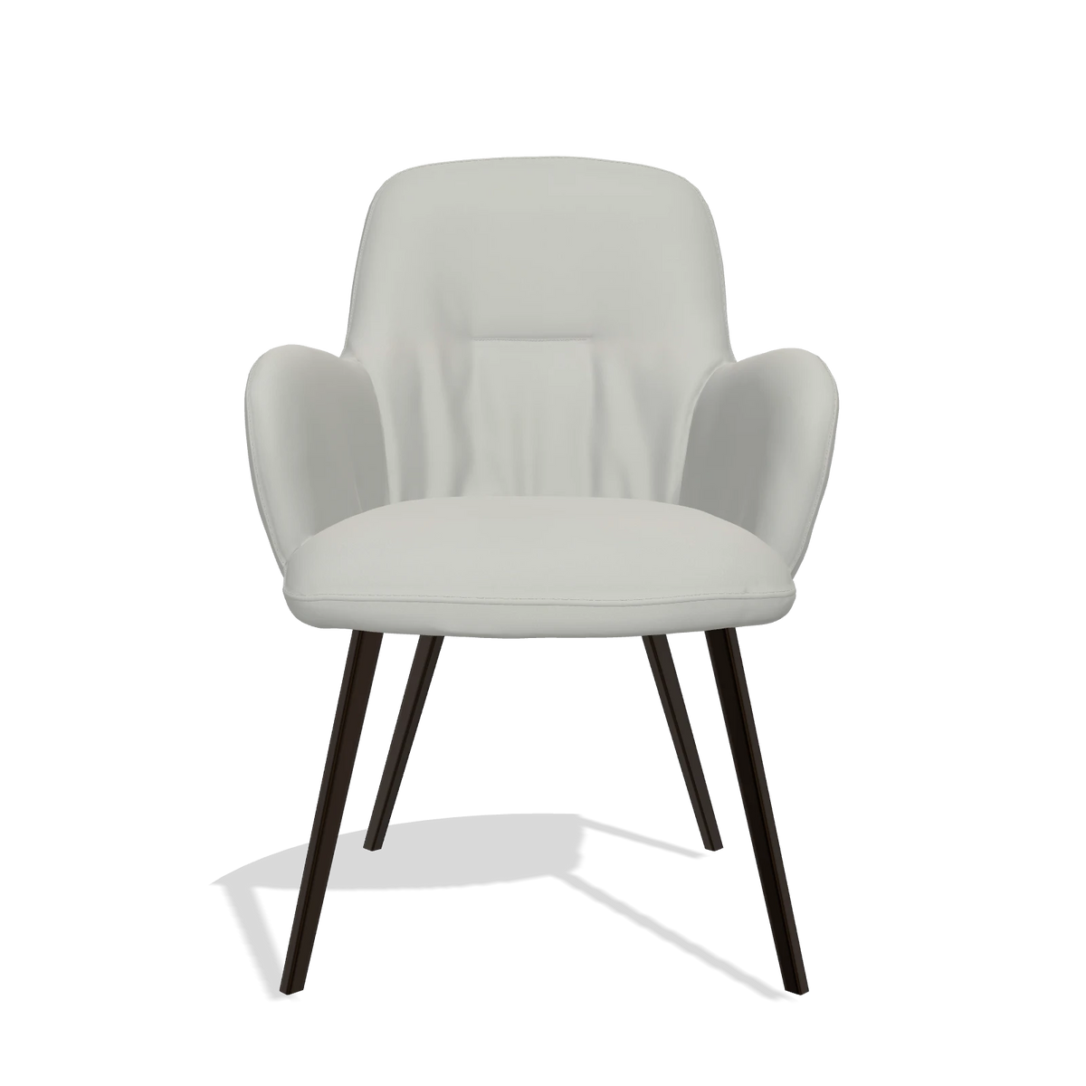 Chaise de salle à manger Mancini 6538 en Cuir B970 (gris clair), pieds en espresso, vue de face