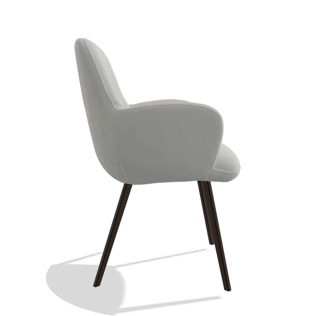 Chaise de salle à manger Mancini 6538 en Cuir B970 (gris clair), pieds en espresso, vue de profil